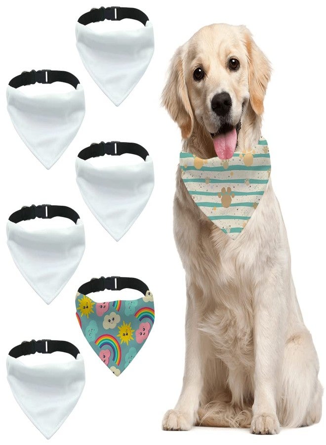ZUYYON 6 Pcs Sublimation Blank Dog Bandana Collar Solid White DIY Pet Bandana with Removable Collar Dog Triangle Scarf with Adjustable Buckle for Medium Large Dogs(XL) - Image 1